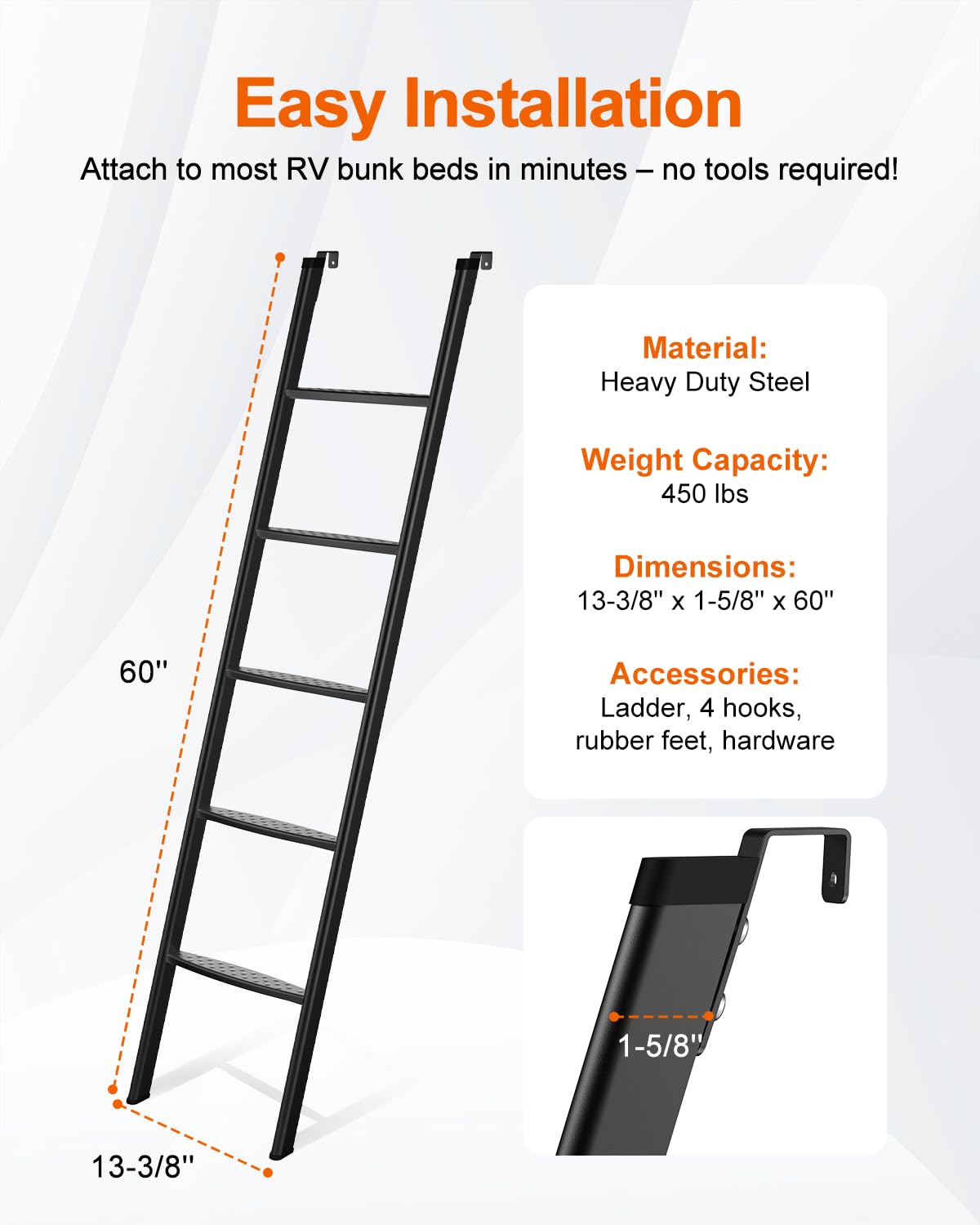 JY PERFORMANCE ladder in family RV setting illustrating safe, easy bunk access