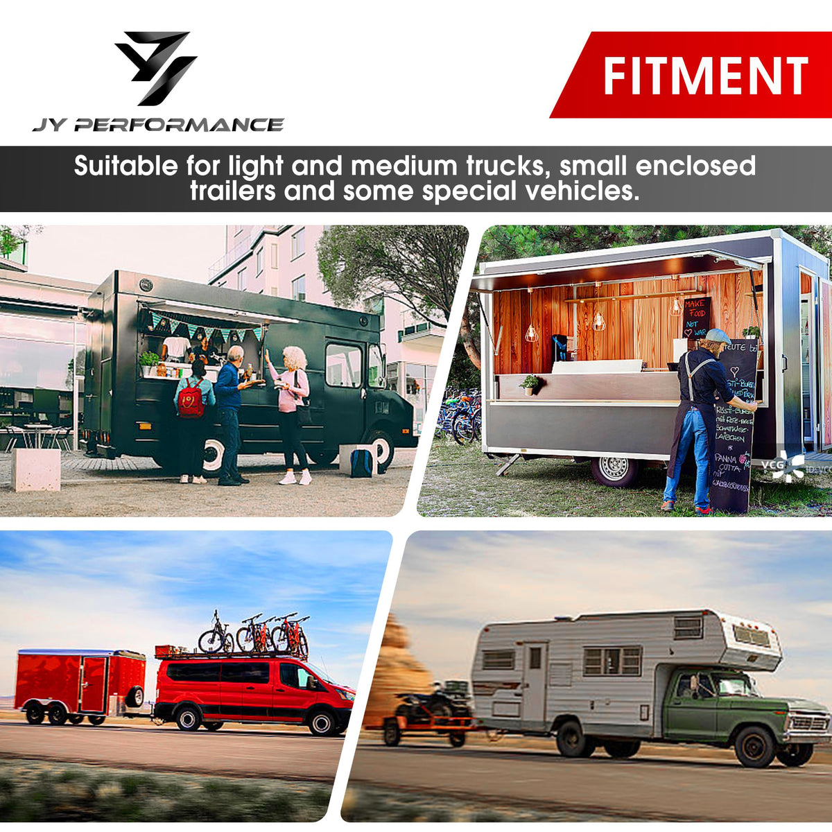 JY PERFORMANCE mounted on trailer exterior in real-world setting showing professional appearance
