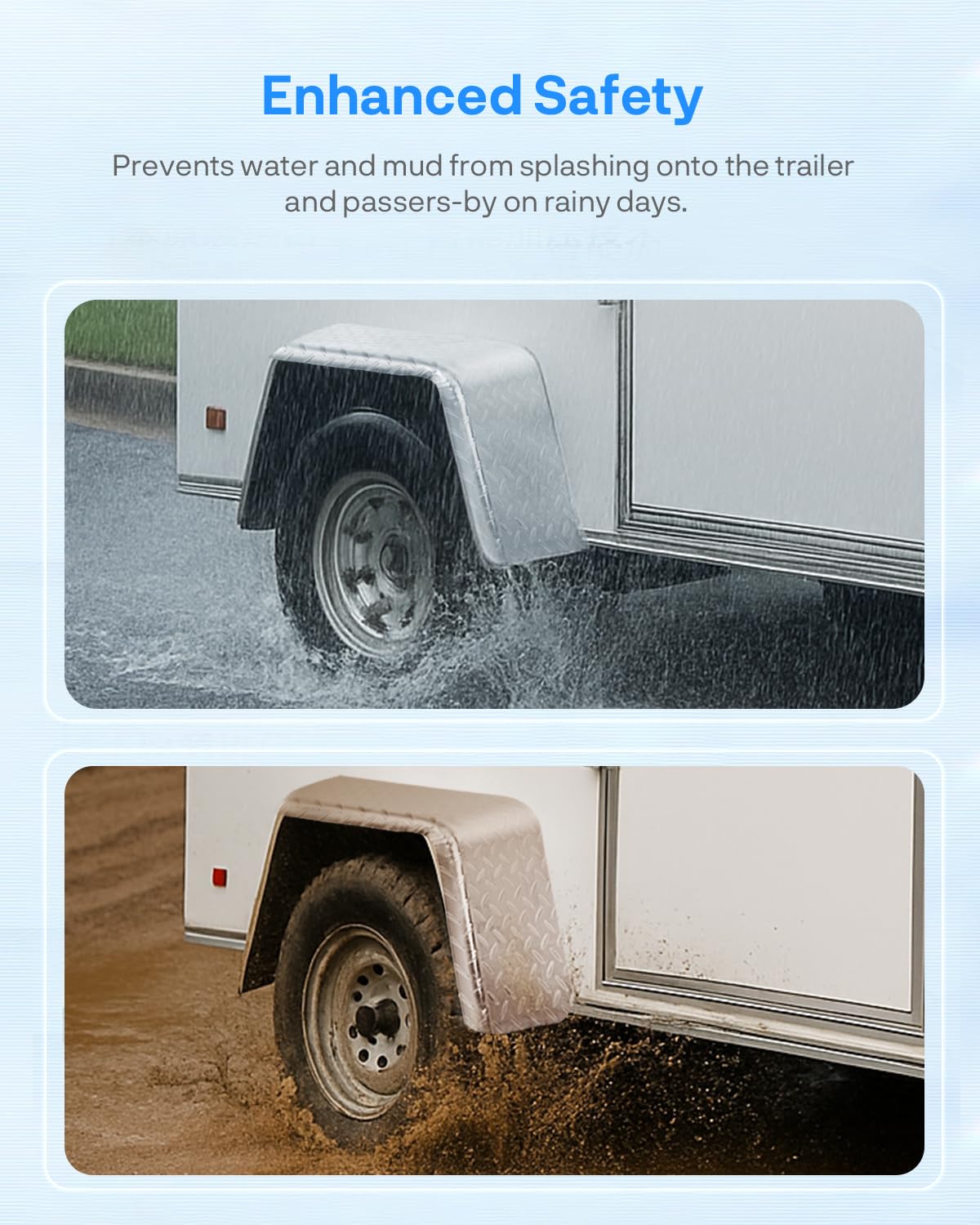 JY PERFORMANCE trailer with fenders in use showing debris protection
