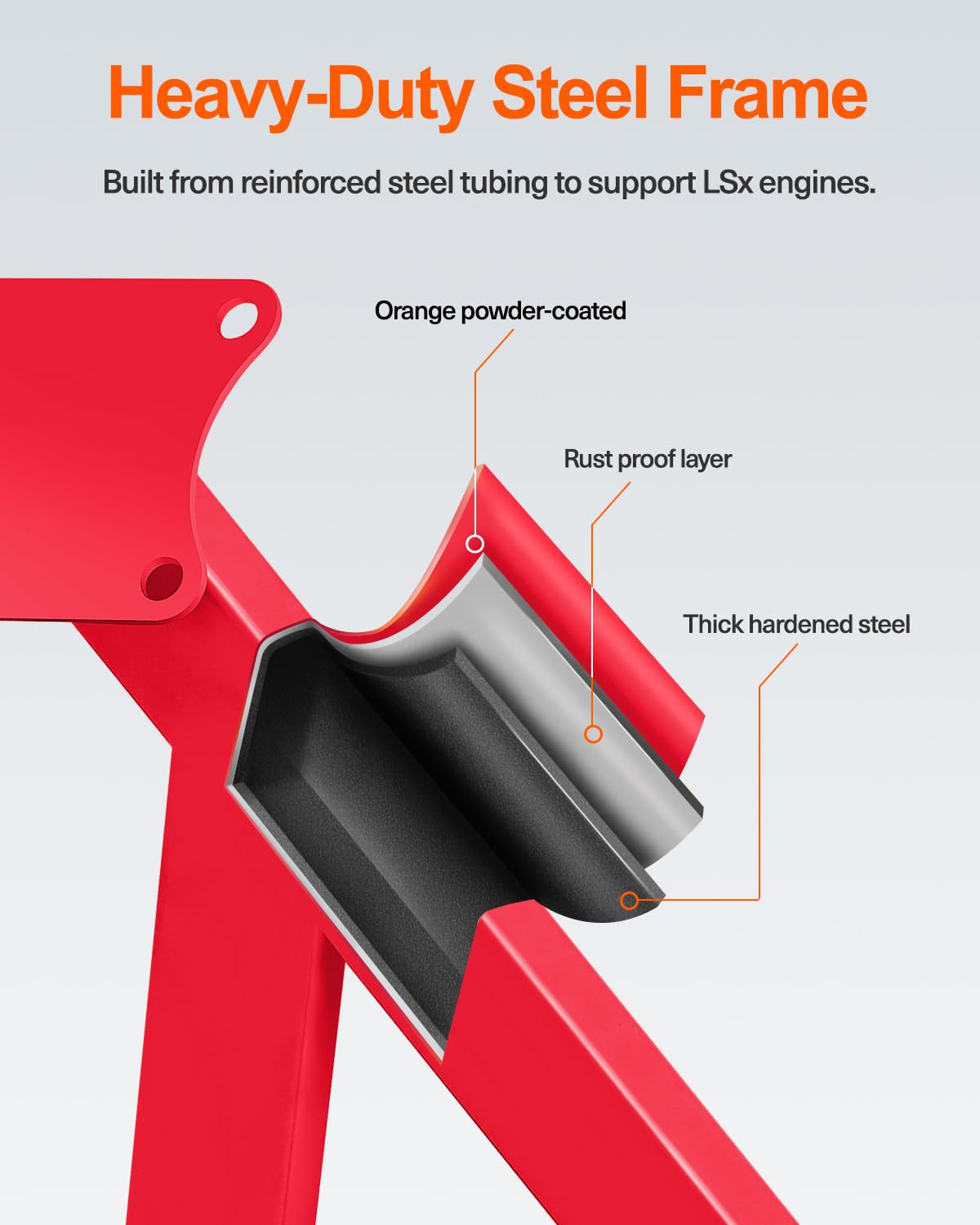 JY PERFORMANCE cradle with LS engine mounted showing secure support benefit