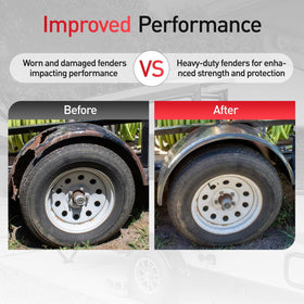 JY PERFORMANCE fender mounted on single-axle trailer demonstrating fitment