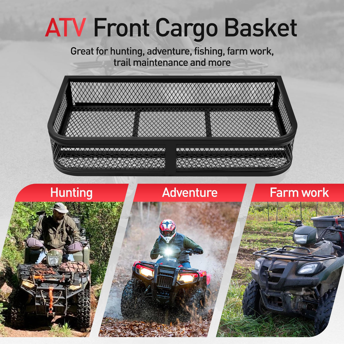 JY PERFORMANCE basket beside helmet showing scale and compact capacity benefit