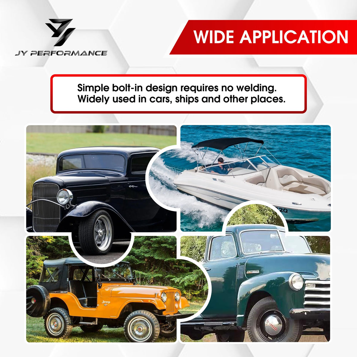 JY PERFORMANCE coating detail highlighting corrosion resistance and finish