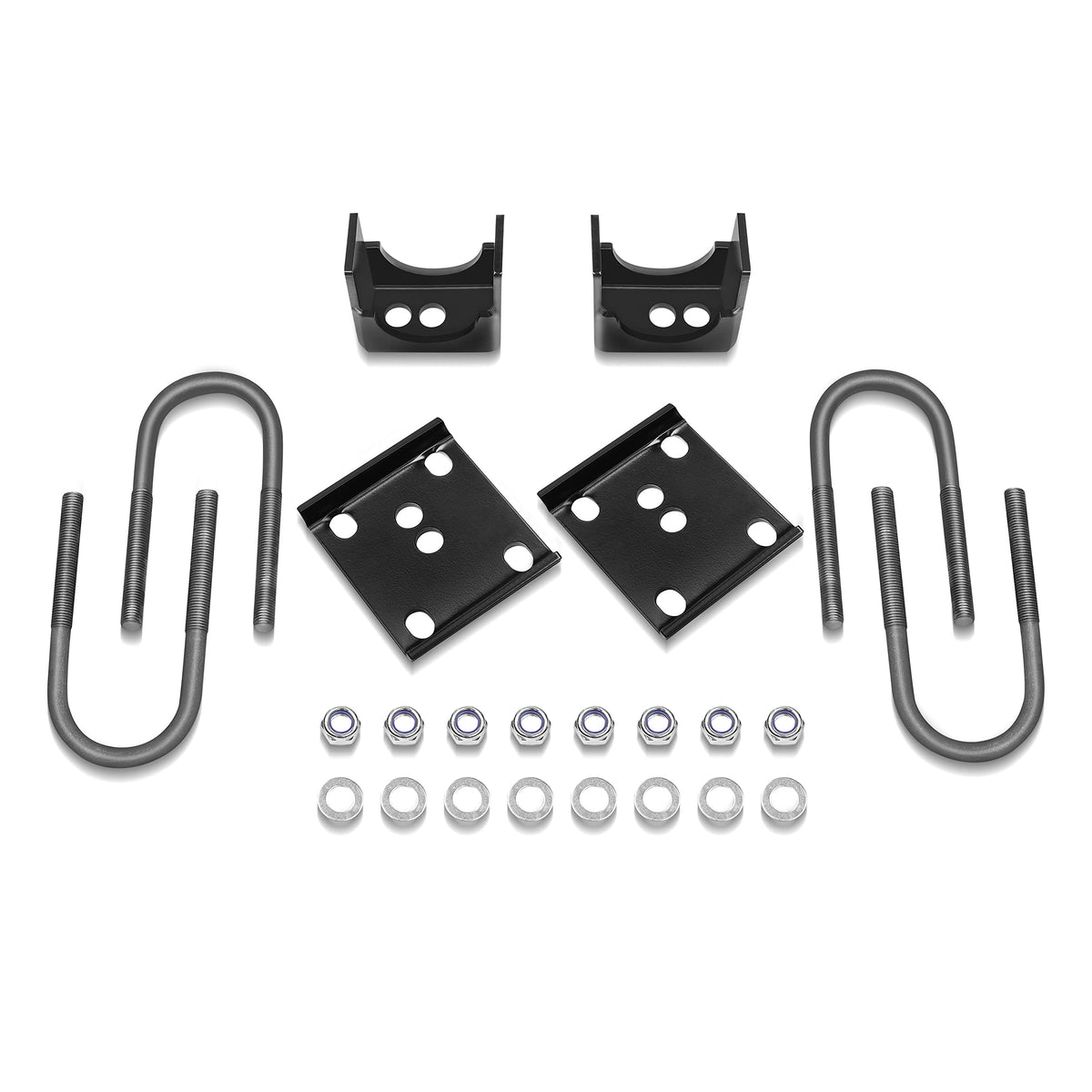 JY PERFORMANCE u-bolts and locknuts grouped to show complete hardware convenience