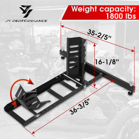 JY PERFORMANCE motorcycle front wheel seated in chock for secure hold