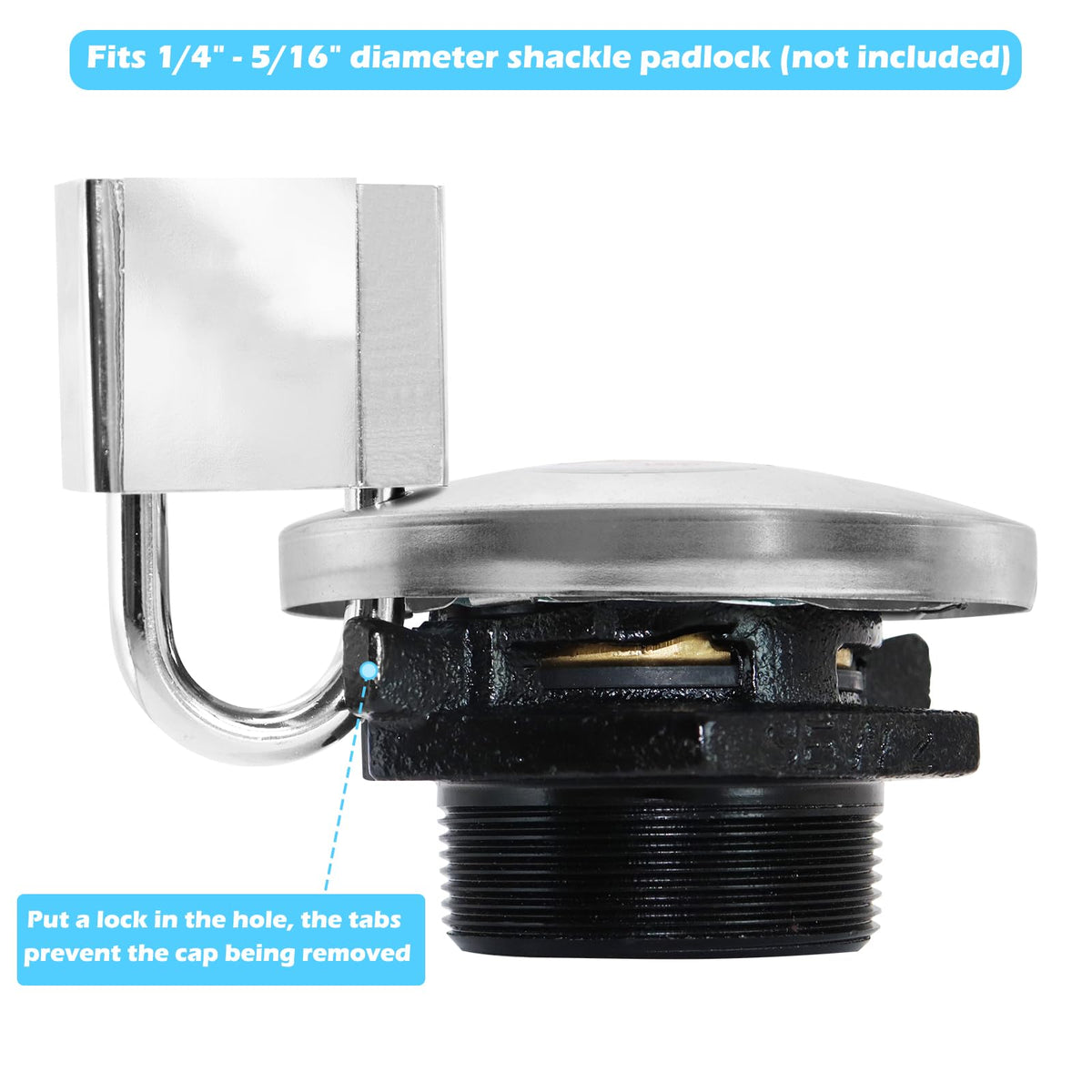 JYINCPED installed on transfer tank showing real-world secure fit