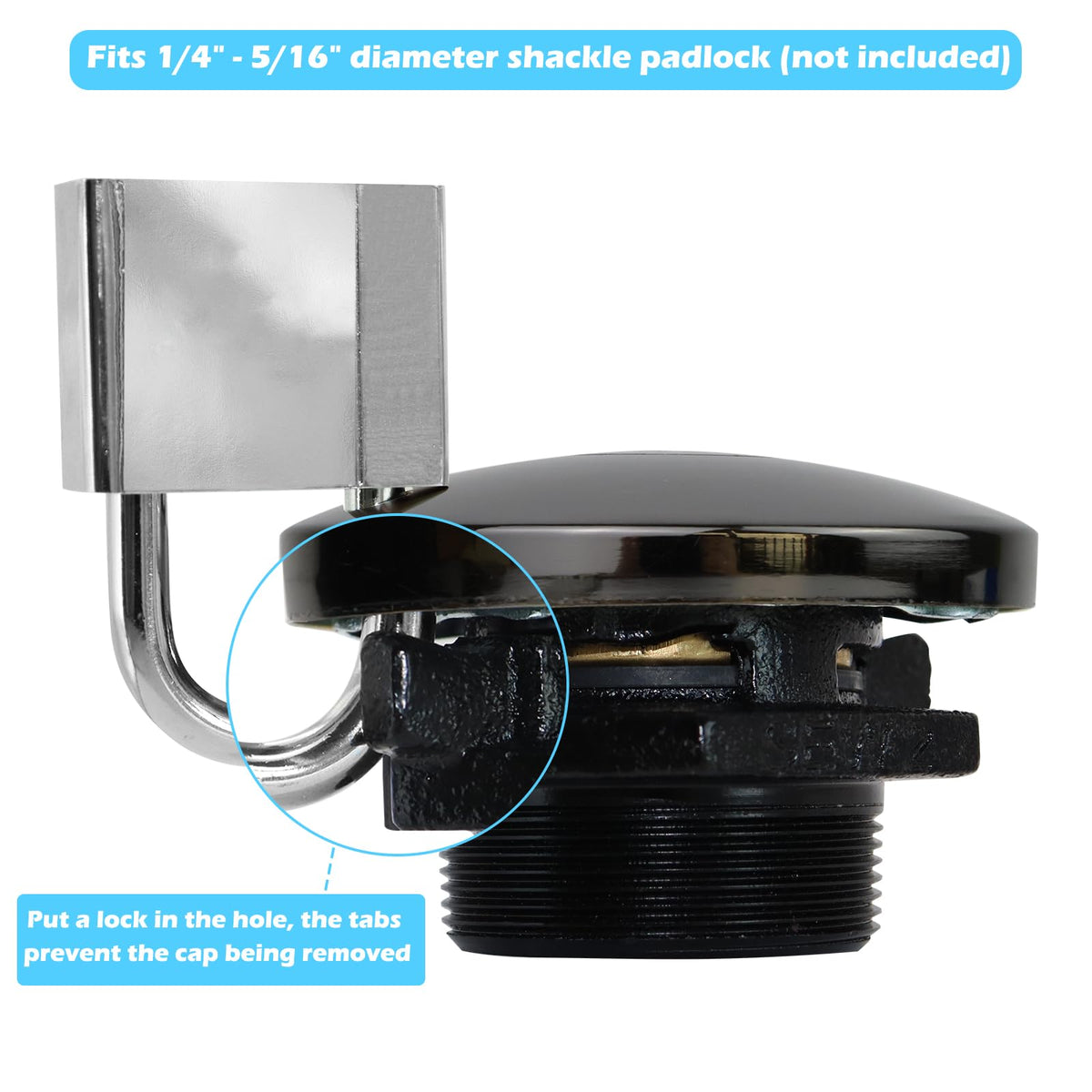 JYINCPED threaded neck profile showing 2-inch NPT fit compatibility