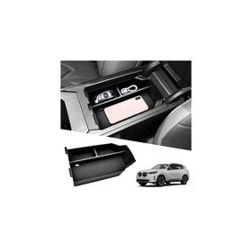 JYMAOYI front view of console organizer showing neat compartments and fit benefit