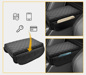 JYMAOYI console lid open revealing hidden pockets and secure storage