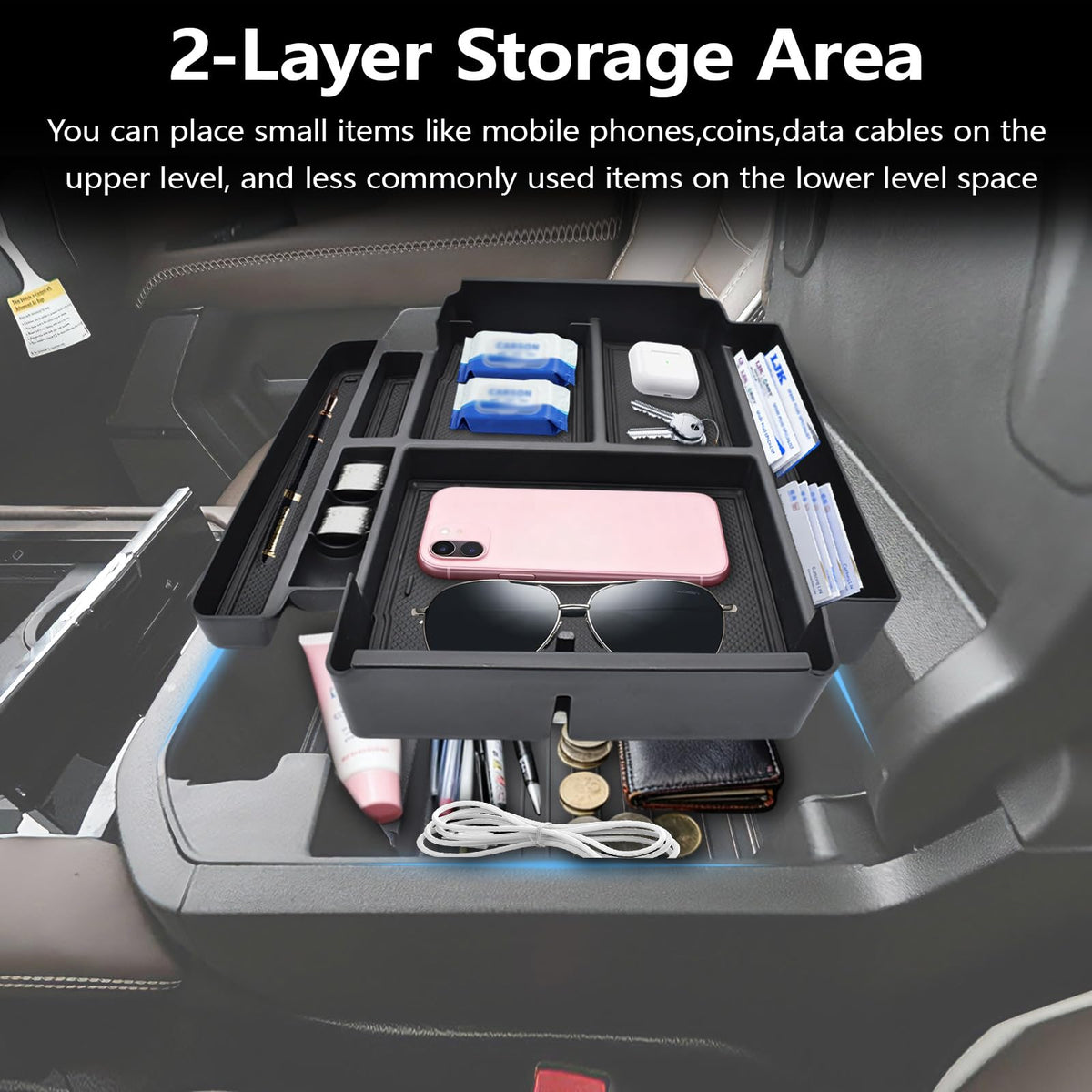JYMAOYI lifestyle image of cabin showing tidy console and reduced noise while driving