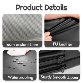 JZHLLA close-up of zippered PU leather cover showing easy cleaning benefit