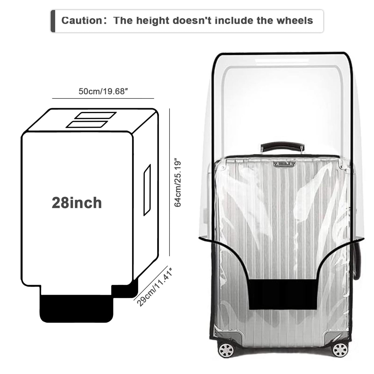 JZRSuitcase folded clear cover packed into small pouch showing compact storage benefit