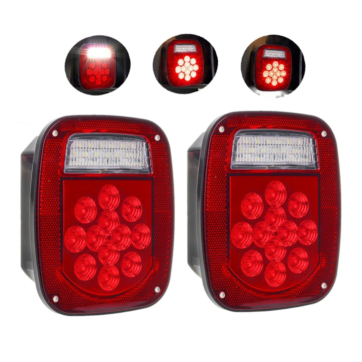 JZYZQBX front view dual-color tail light showing clear stop and reverse signals for safety