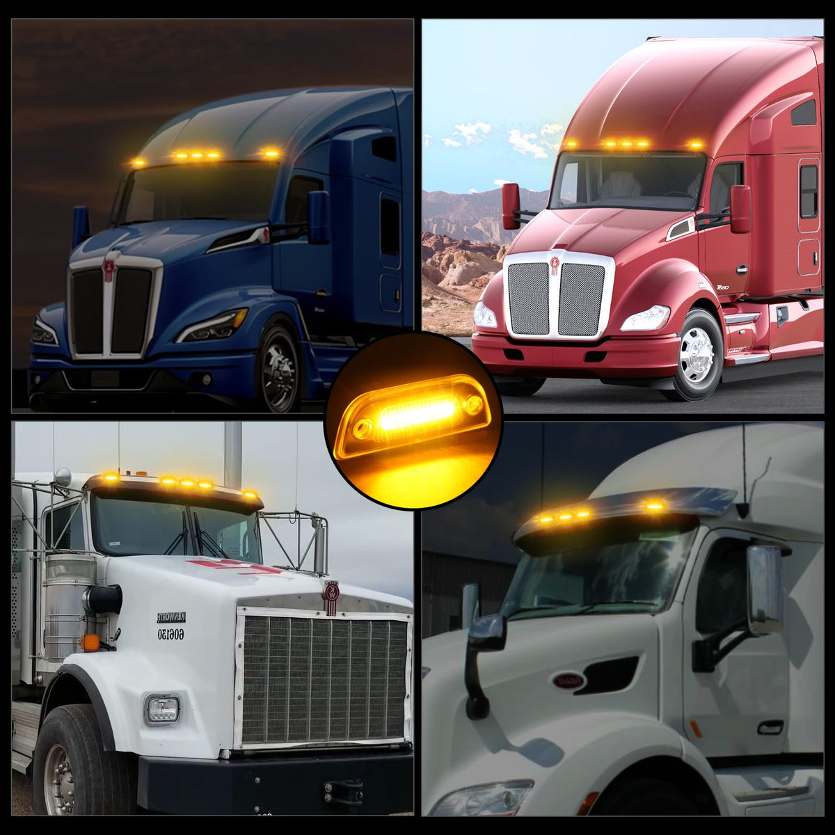 JZYZQBX installed on Kenworth T680 roofline enhancing night recognition and professional look