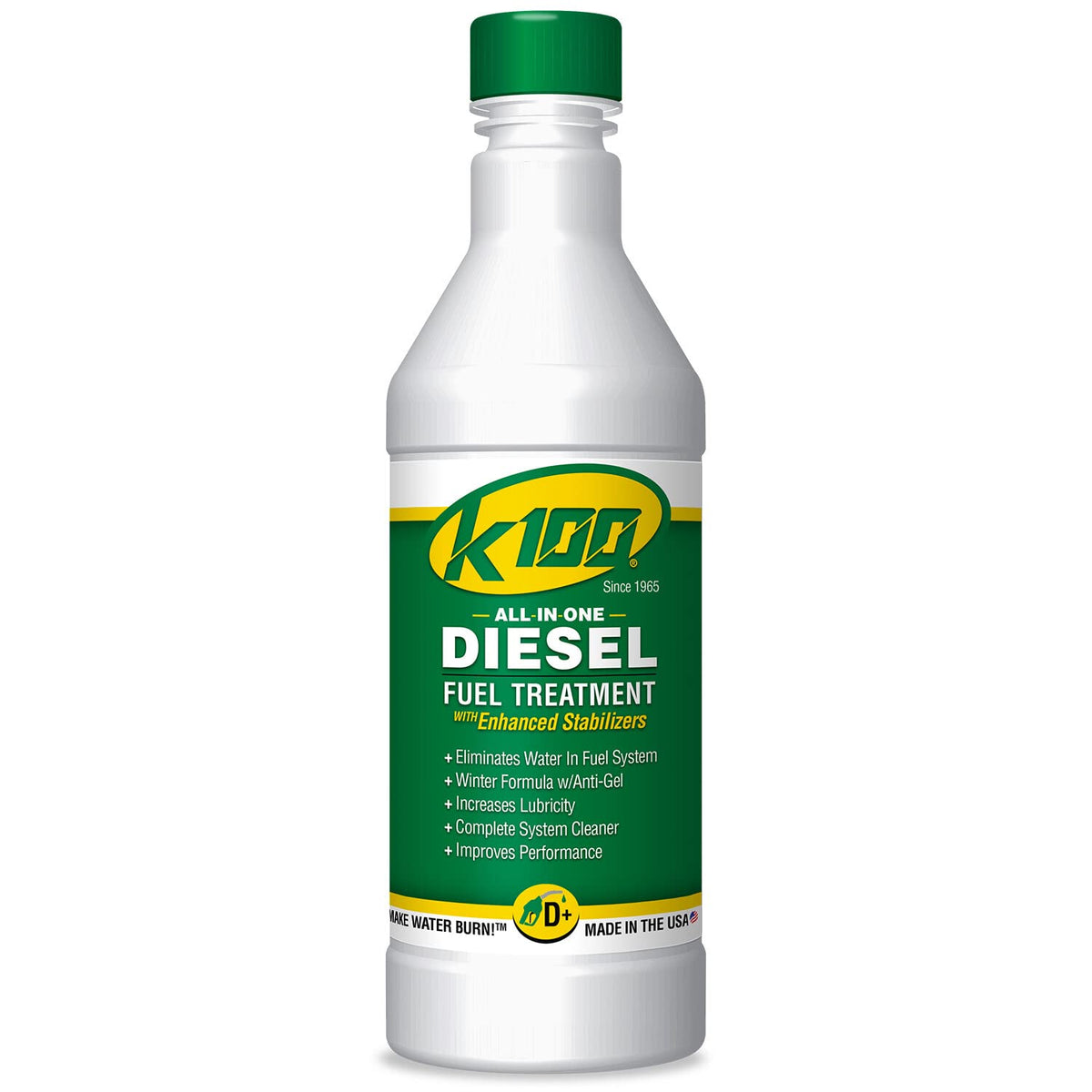 K-100 quart front label showing product and water-removal benefit