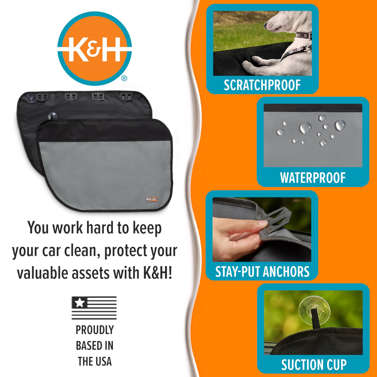 K&H mounted in vehicle on left door protecting against claws and dirt
