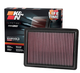 K&N front view of 33-3096 filter showing fit for easy install and improved airflow