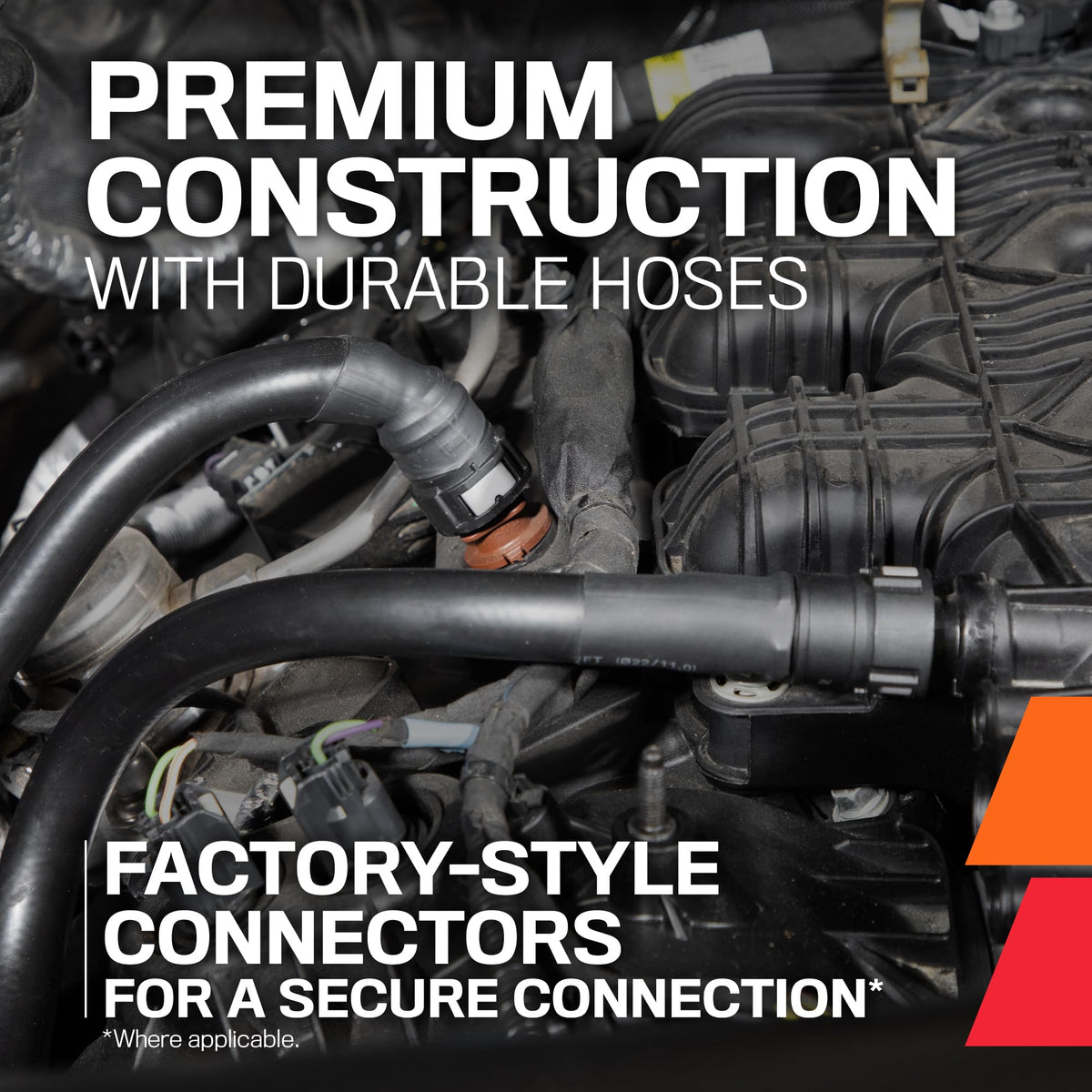 K&N detailed shot of OEM-style connector hoses for secure fit