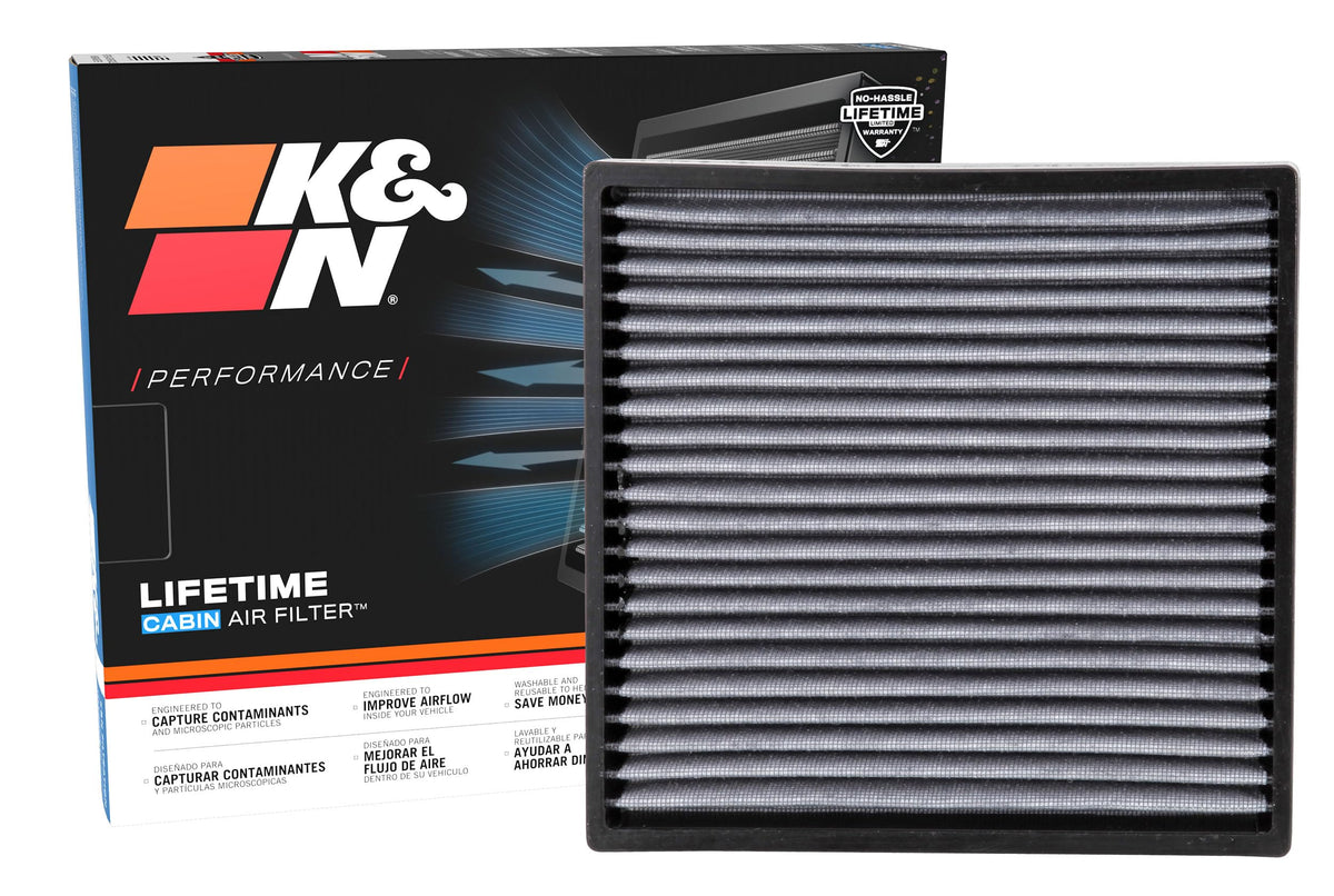 K&N front view of cabin air filter showing shape and fit benefits