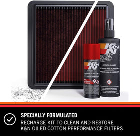 K&N filter being cleaned with Power Kleen for restored airflow