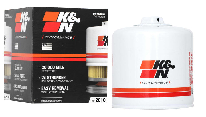 K&N HP-2010 front view showing durable canister and finish for lasting protection