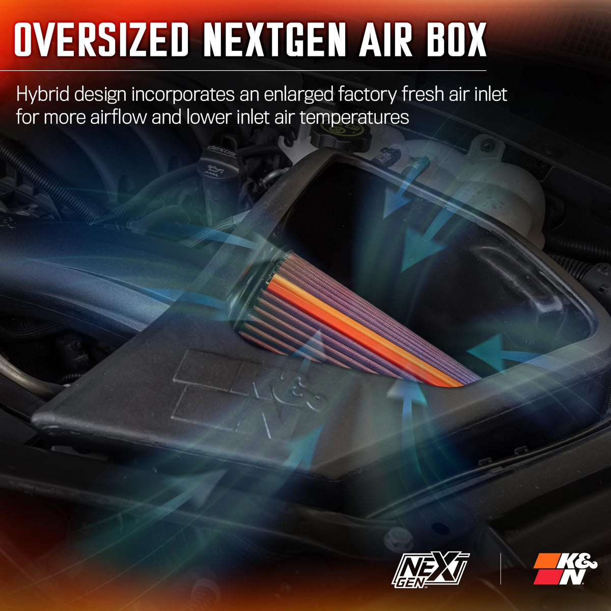 K&N intake system fully installed under hood improving throttle response