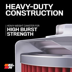 K&N KN-202 sturdy canister side profile highlighting heavy-duty construction benefit
