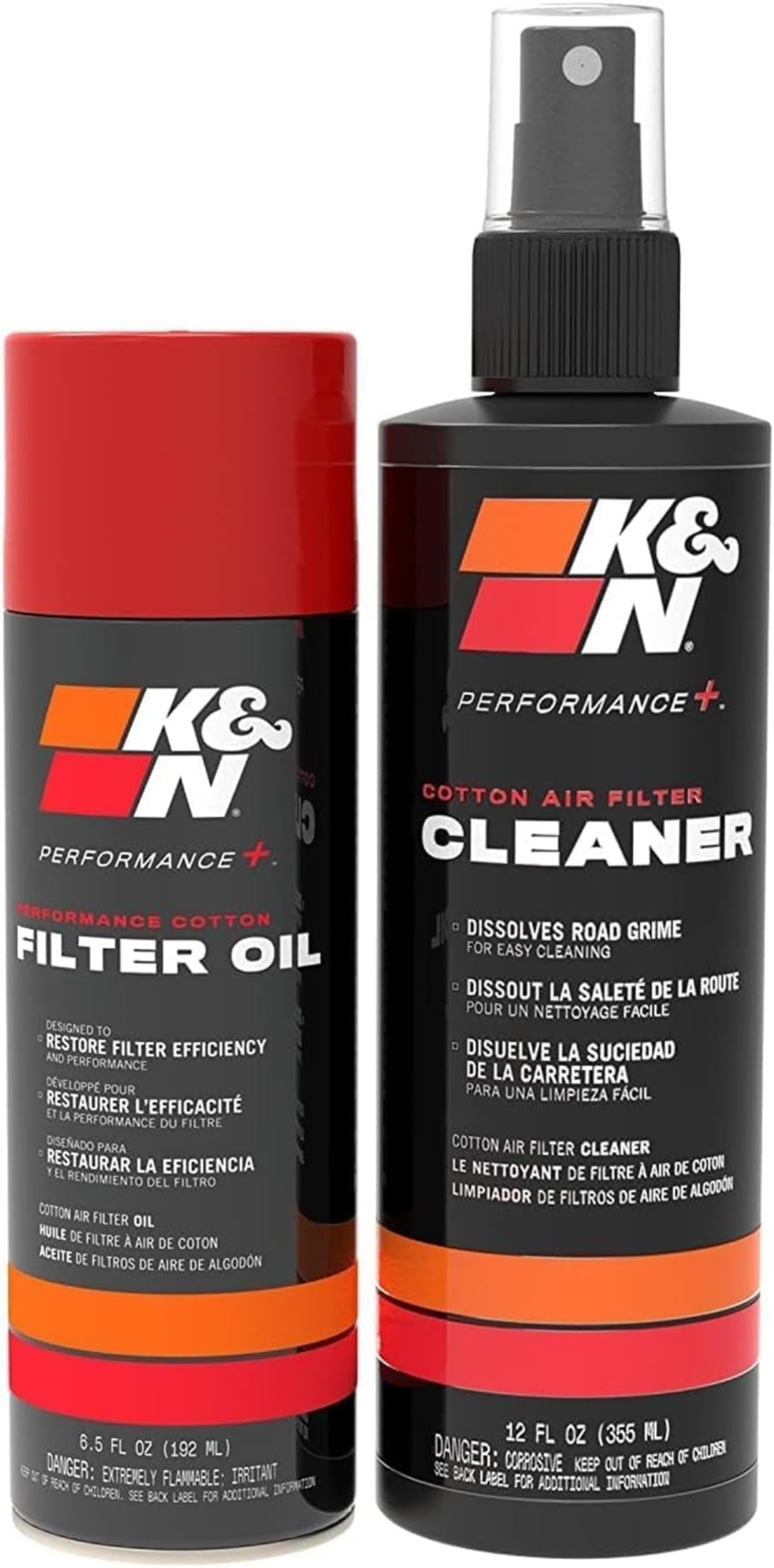 K&N red filter oil bottle detail ensuring correct filtration
