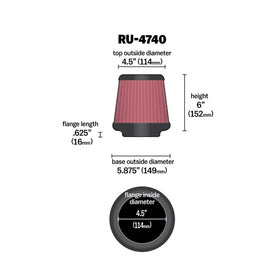 K&N RU-4740 side profile highlighting compact height and improved breathing