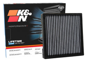 K&N VF1013 front view showing packaging and ready-to-install filter benefit airflow