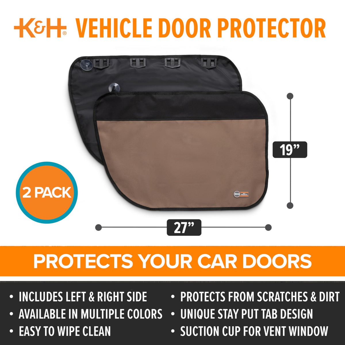 K&H protector on rear door with winged window showing suction cup use