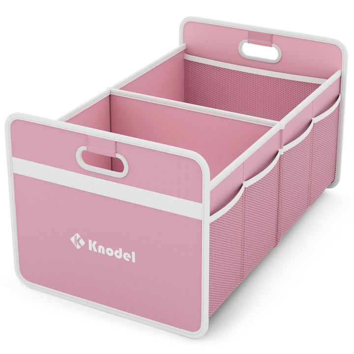 K KNODEL front view of pink trunk organizer showing size and design benefit