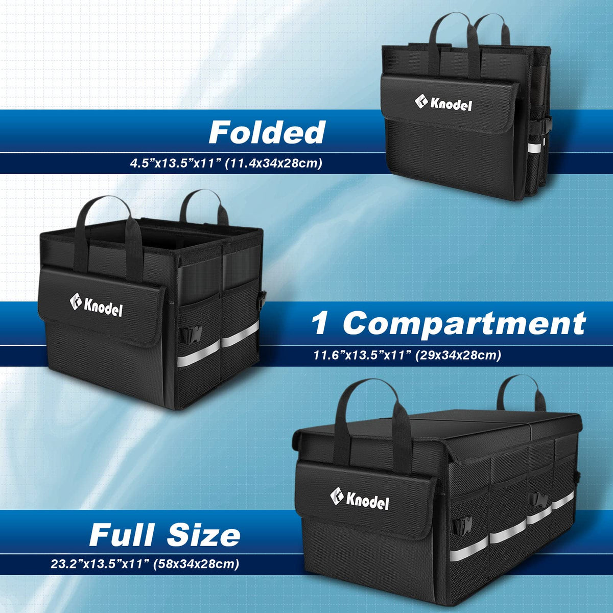 K KNODEL open interior with divider and mesh pockets for neat item separation