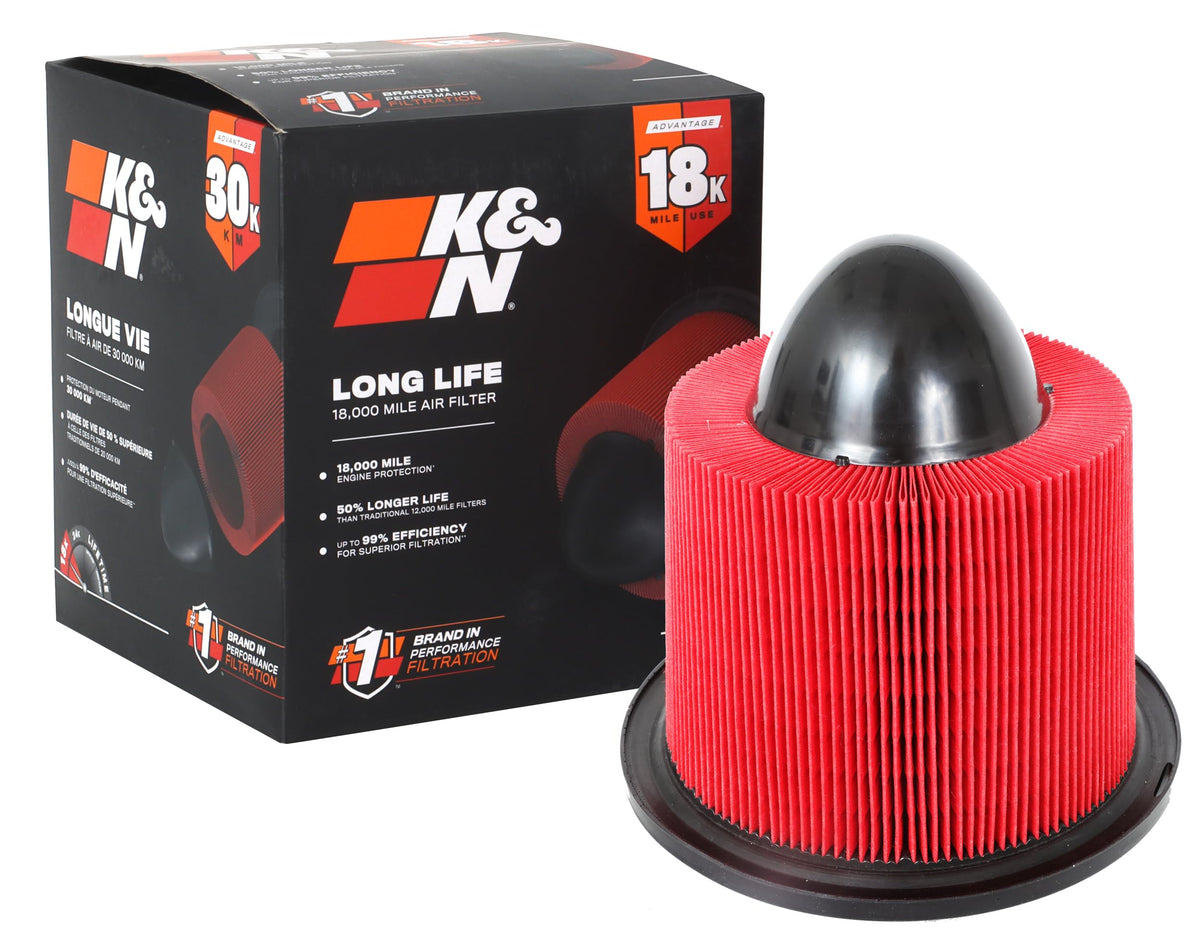 K&N front packaging KNE-0945 showing model and long-life benefit