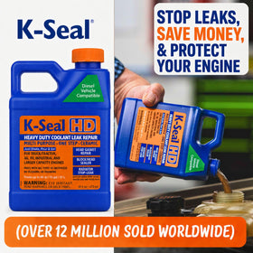 K-Seal bottle cap open pouring into coolant system for quick use