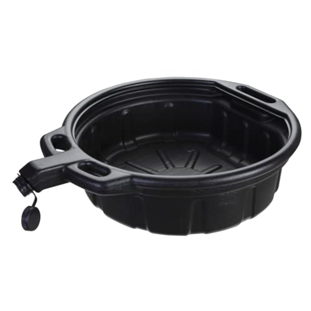 K Tool International pan under a vehicle collecting oil with anti-splash baffles preventing spills