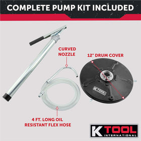 K Tool International pump in garage scene easing heavy-oil changes and refills