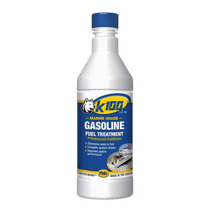 K-100 front label close-up showing fuel protection benefits