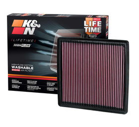 K&N front packaging 33-2385 showing compatibility and ready-to-install benefit