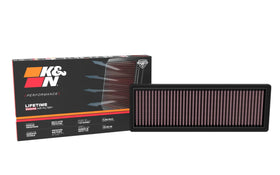 K&N front view showing filter shape and packaging with clear fitment