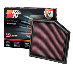 K&N front view of 33-2452 showing packaging and fitment benefit