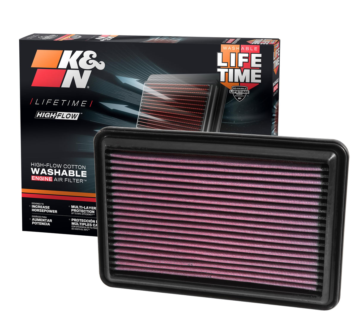 K&N front packaging 33-5016 showing product and compatibility for quick identification