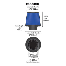 K&N RG-1001BL rubber flange close-up showing pliable seal and vibration absorption