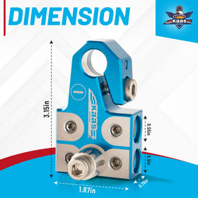Kaas terminal beside ruler to show scale and compatibility with heavy gauge cables