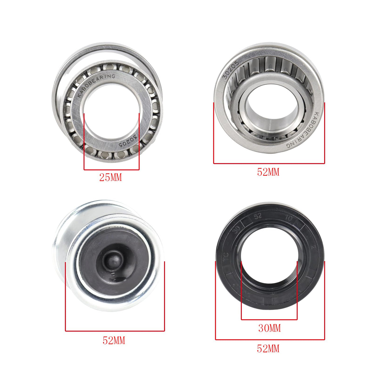 KABOBEARING close-up of chrome-steel 30205 bearing showing machining quality and durability