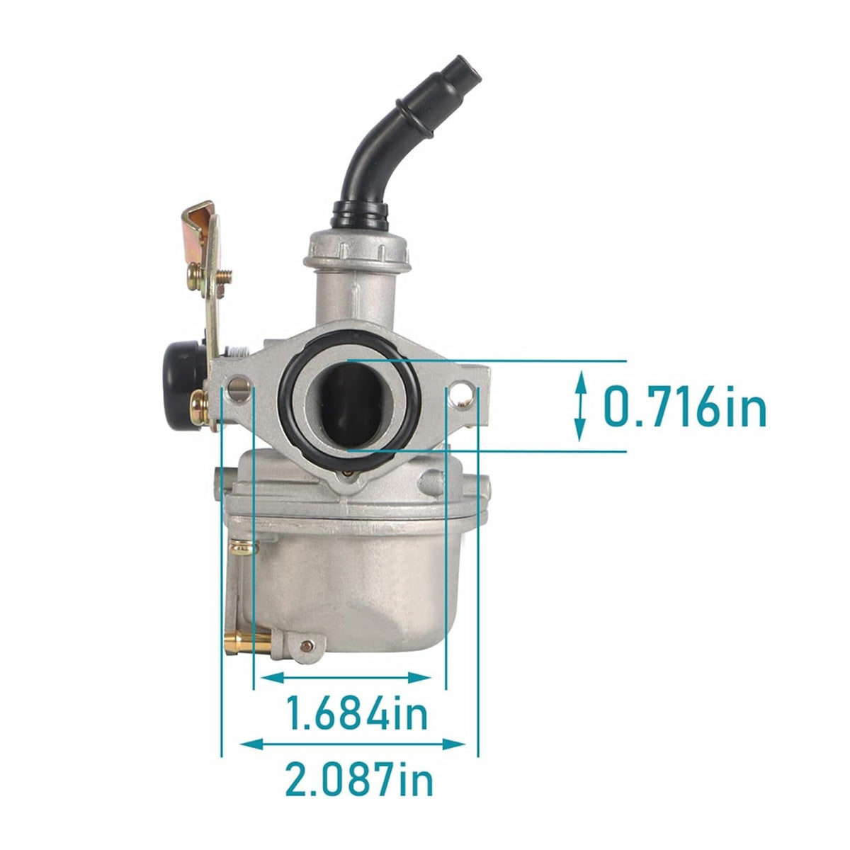 Kacarber carburetor side detail highlighting mounting flange and cable connection for easy install