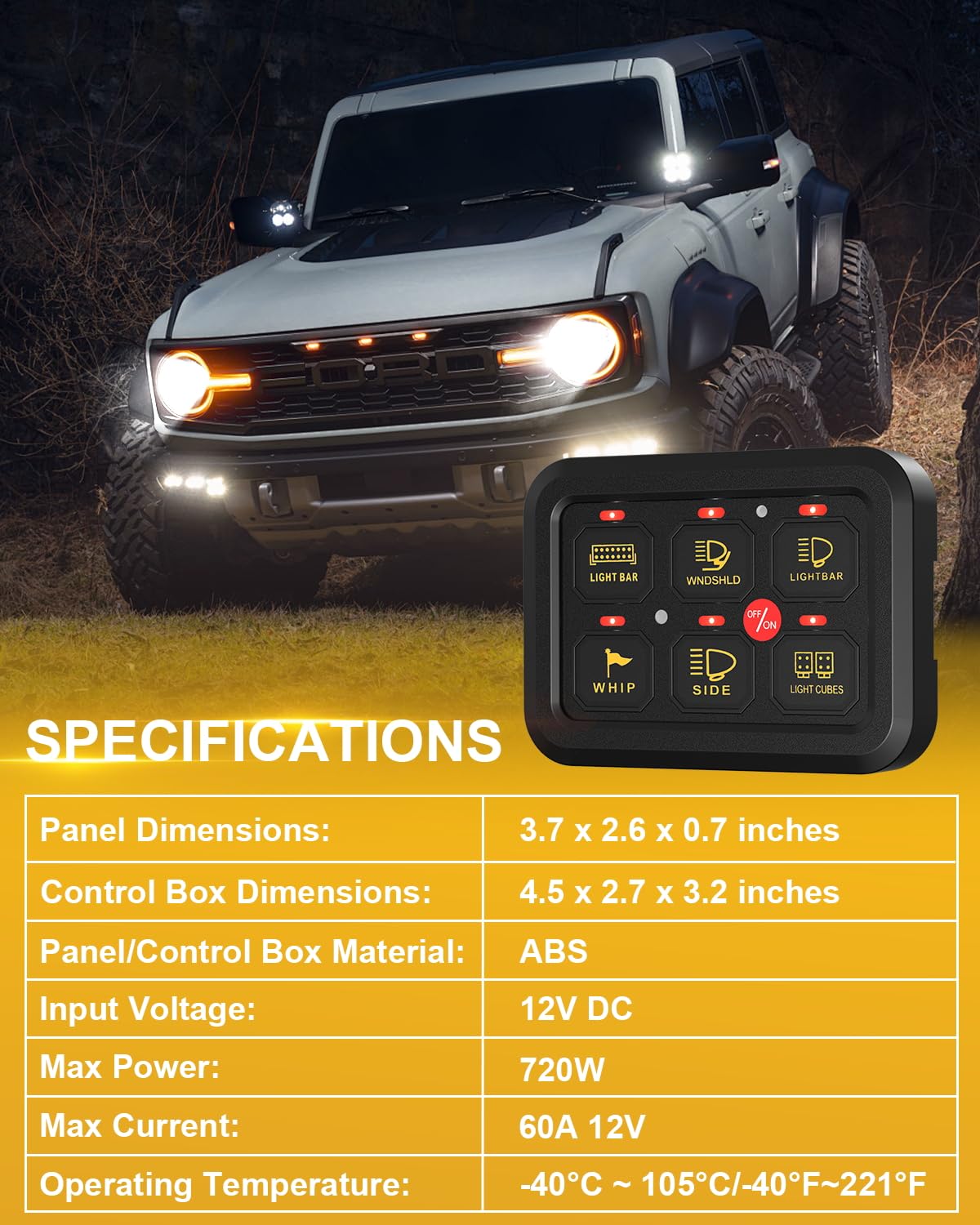 KACOLA illuminated buttons demonstrating auto-dimming for comfortable visibility