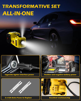 KACOLA power cables with cigarette lighter plug and battery clamps for dual power