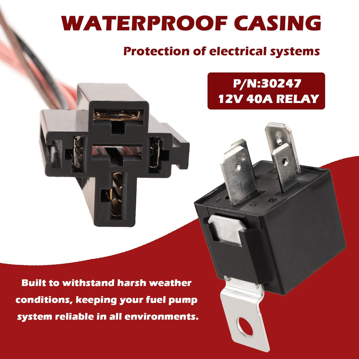 KACOLA closeup of waterproof 40A relay for reliable current delivery