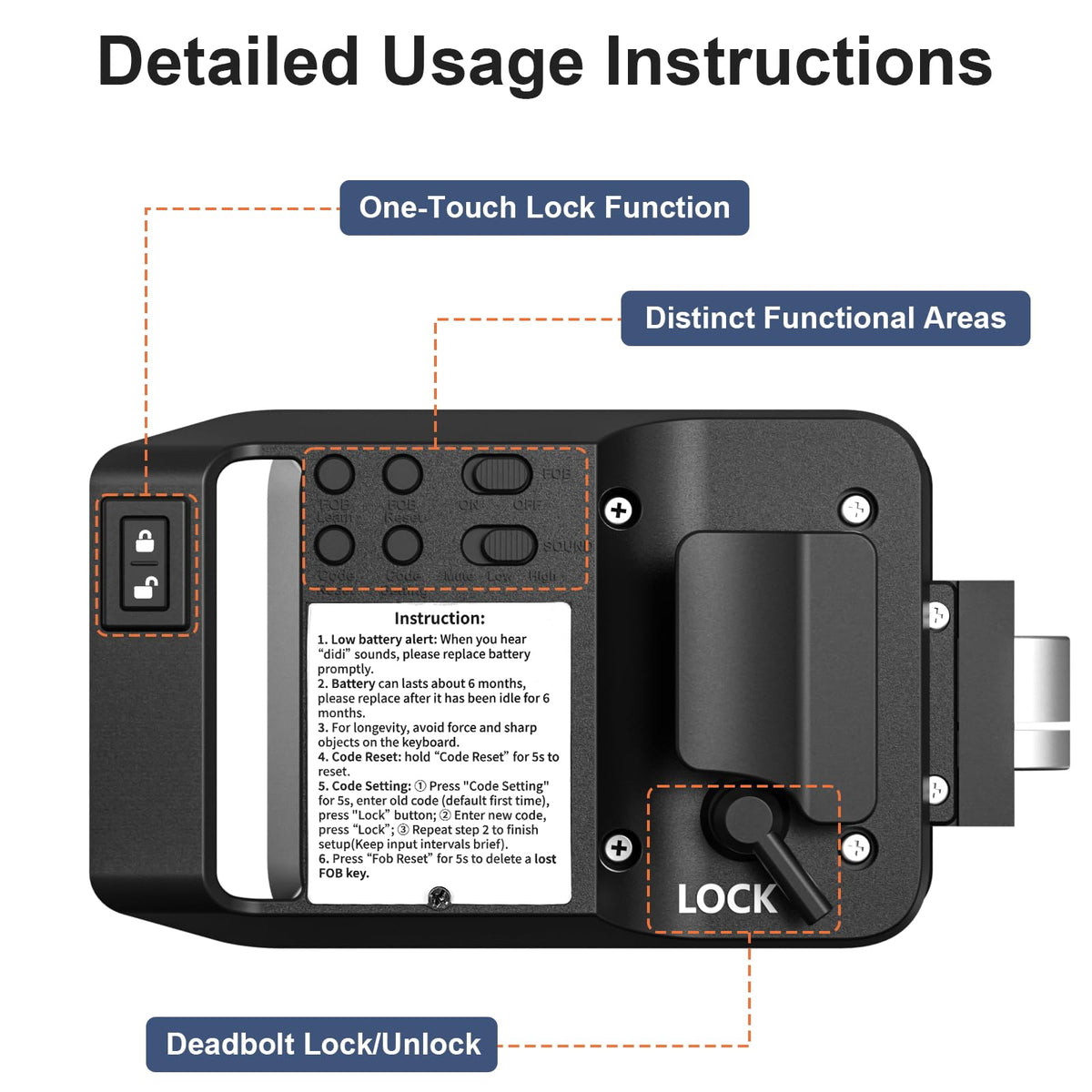 KACOLA lock beside a ruler showing common cutout dimensions